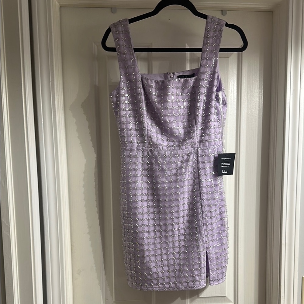 Lulu's Purple Sheath Mini Dress Square Neck Cocktail